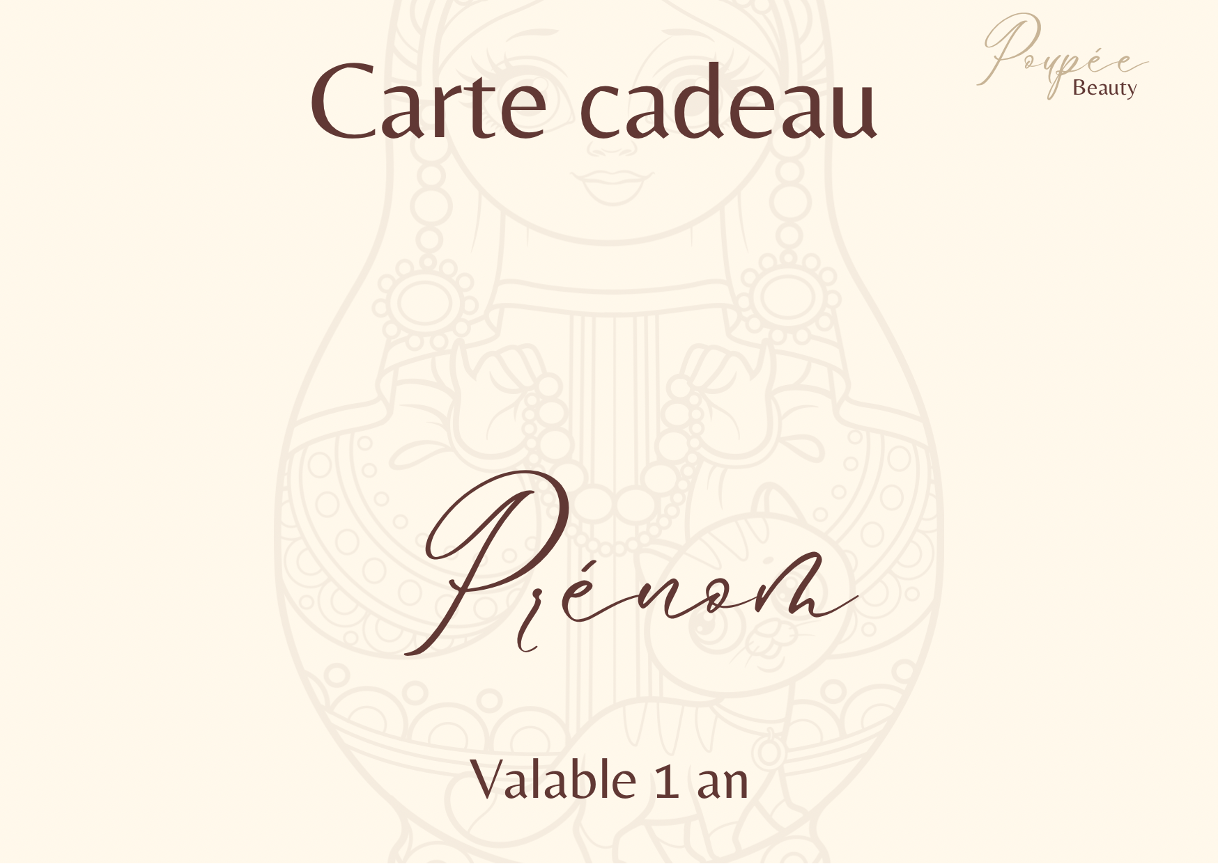 Carte cadeau Poupée Beauty